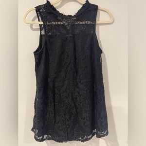 Black High Neck Black Lace Blouse